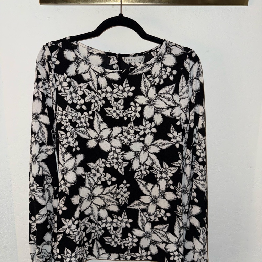 Floral Black and White Top